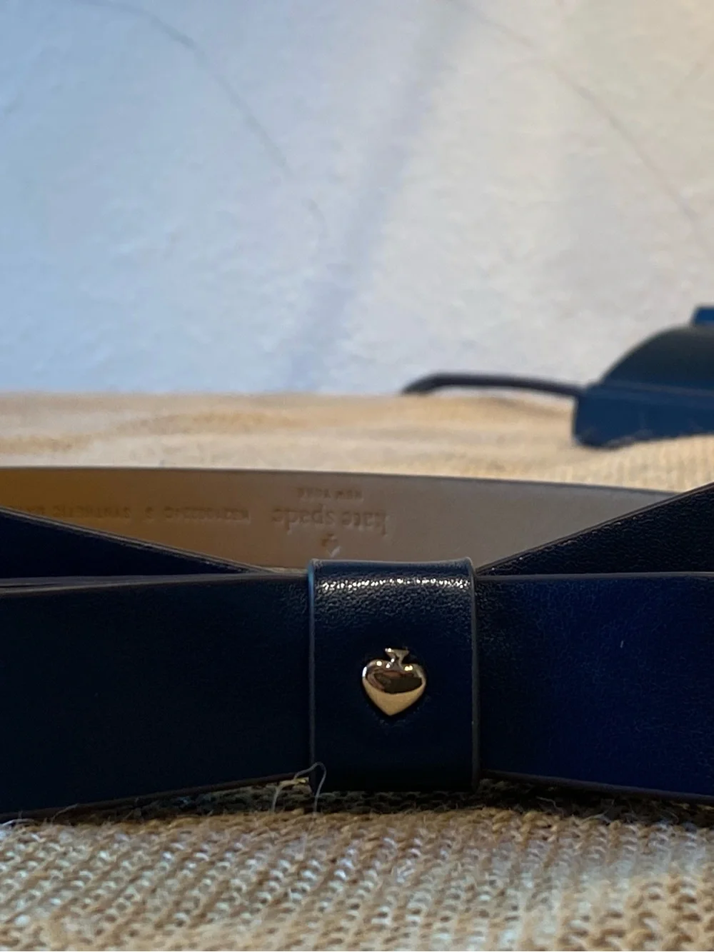kate spade Navy Bow Skinny Leather Belt S